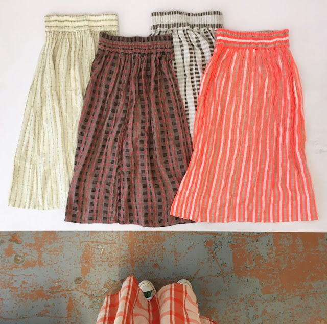 Ace & Jig Ra Ra Midi Skirts in Afterglow, Twine, Chester, and Soleil
