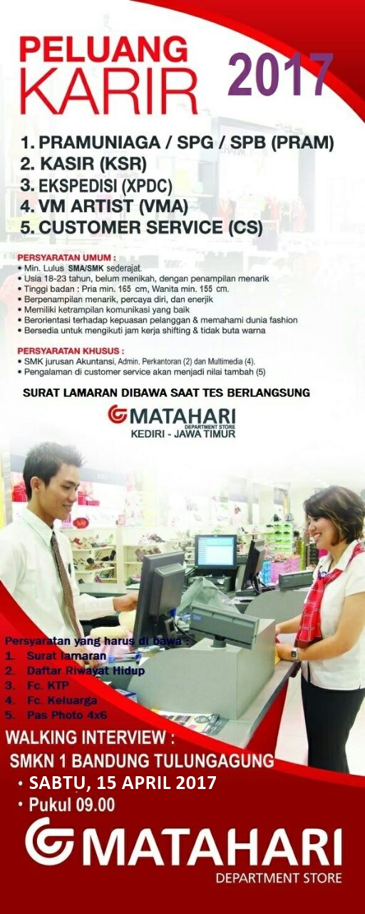 Seleksi Tes Dan Rekrutmen Pt Matahari Department Store Bkk Smk Negeri 1 Bandung