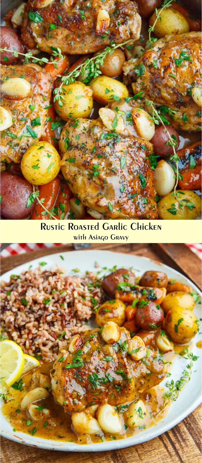 Rustic Roasted Garlic Chicken with Asiago Gravy