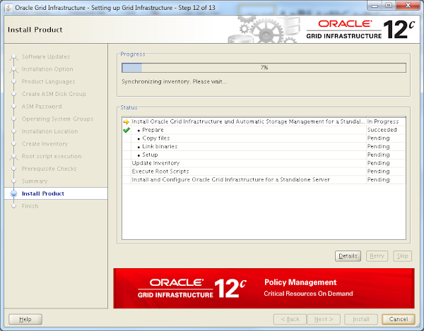 Oracle Grid Infrastructure 12c Installer - Install Product