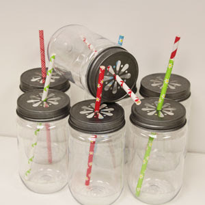 Mason Jars with Pewter Daisy Cut Lids