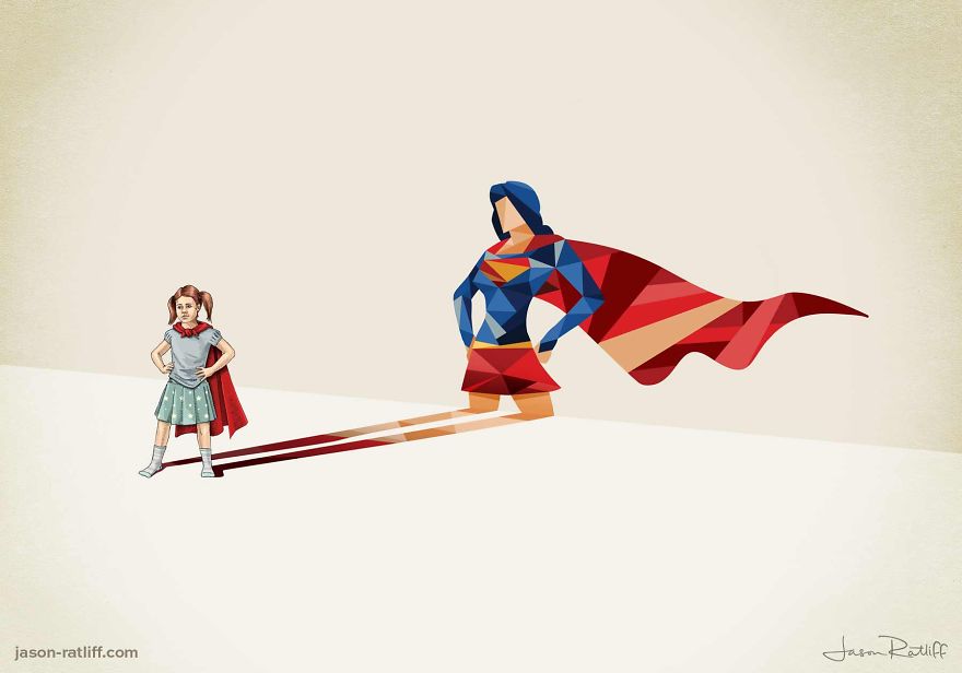 12-Supergirl-Kara-Danvers-Jason-Ratliff-Comic-Book-Heroes-in-Super-Shadows-Illustrations-www-designstack-co