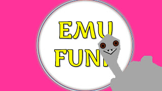 A Funky Emu bops to a funky sign