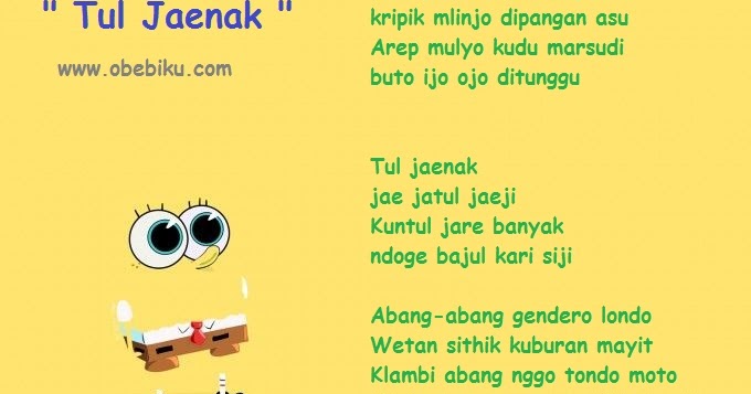 Lirik Lagu Anak Anak Tul Jaenak Obebiku