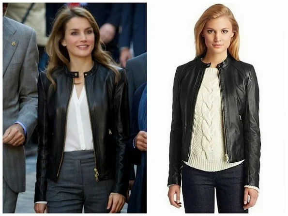 Princess Letizia of Spain wore Hugo Boss Leather Coat