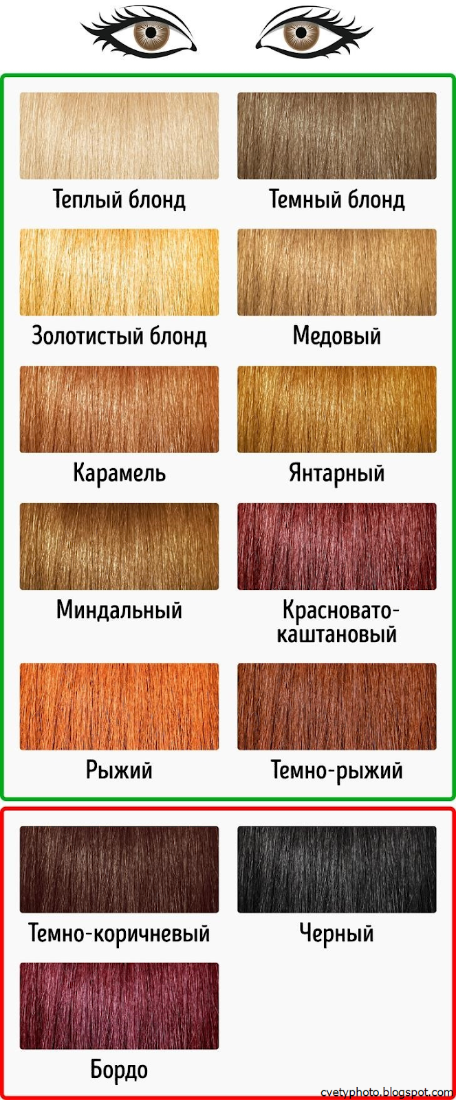 Названия цветов волос