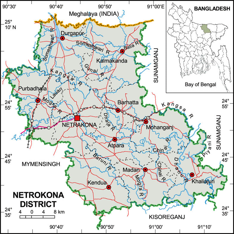 Netrokona District Map Bangladesh