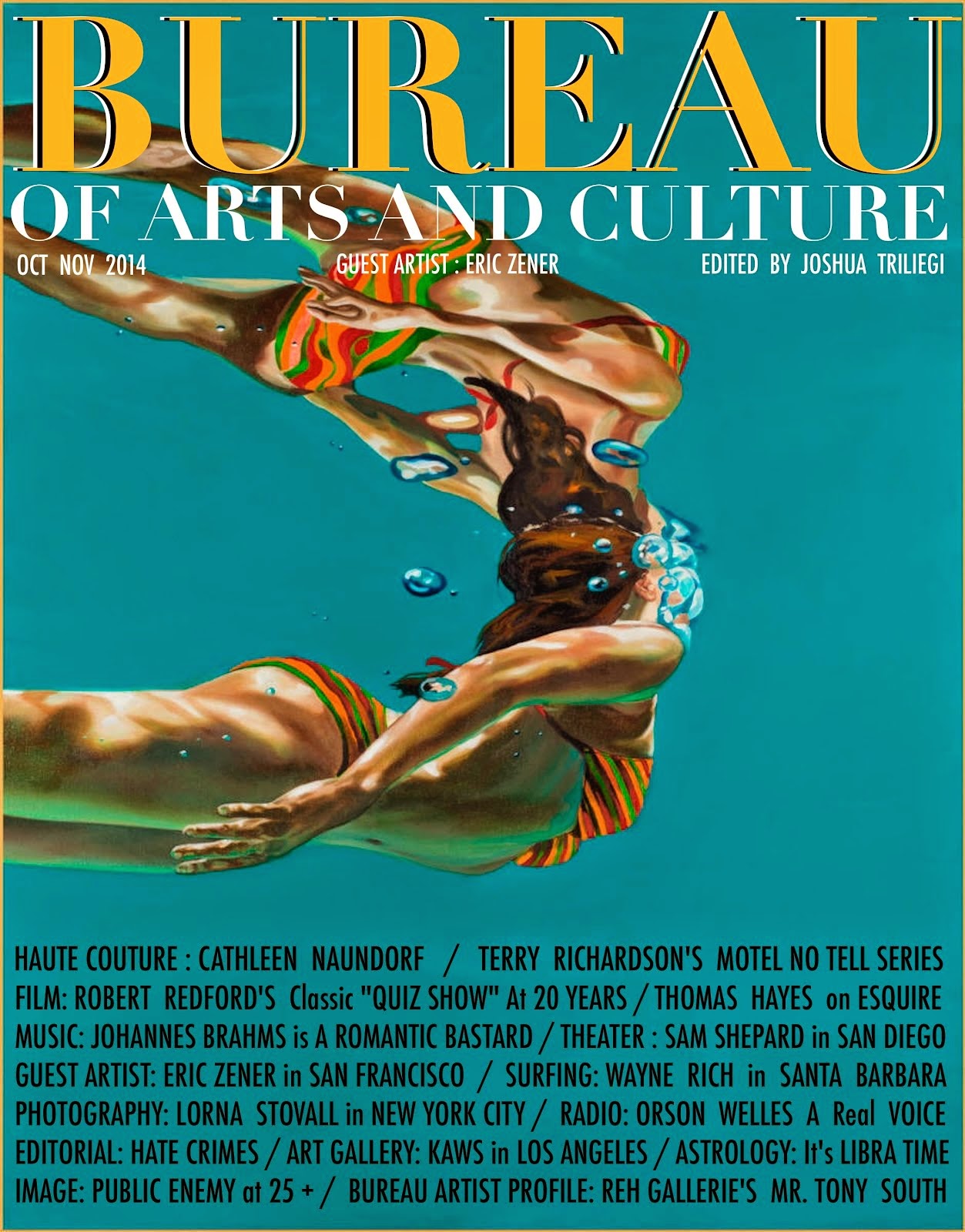 TAP FREE Edition of BUREAU of ARTS and Culture MAGAZINE ERIC ZENER GUEST ARTIST