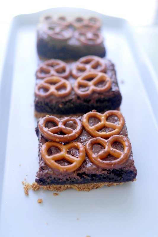 Around le globe Nutella pretzel brownies