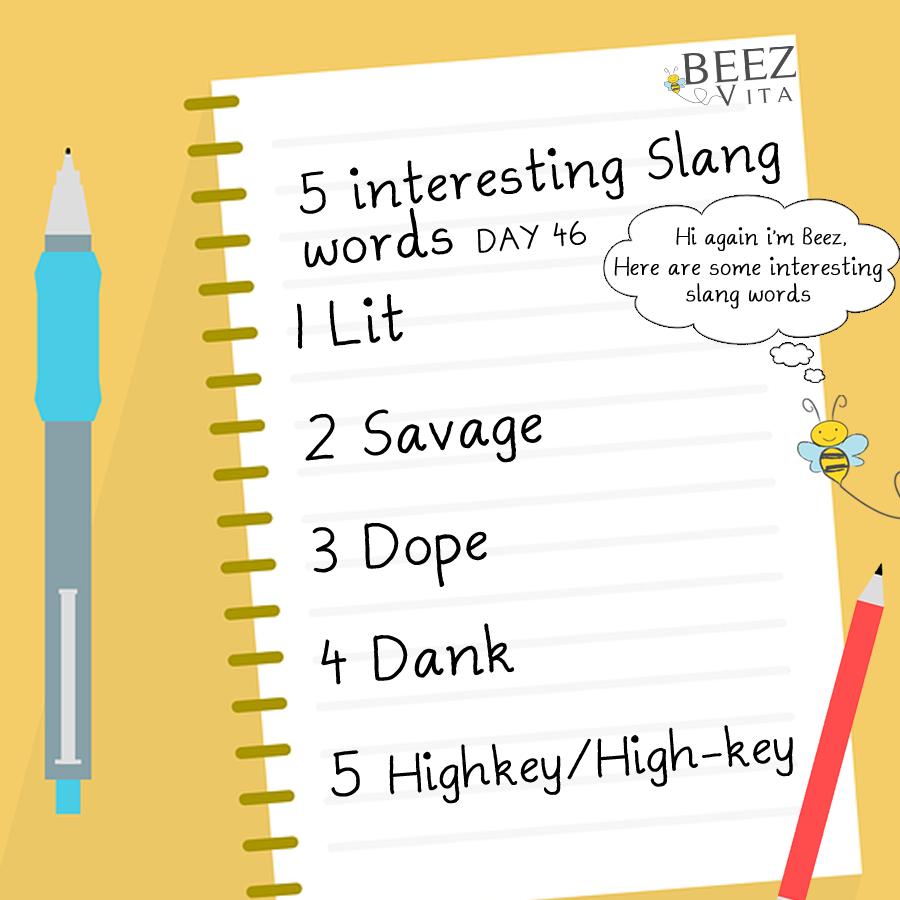 Beez Vita 5 interesting Slang words with meaning and sentences DAY 46