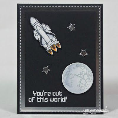 North Coast Creations Stamp Set: Rocket Man, North Coast Creations Custom Dies: Space Man, Our Daily Bread Designs Custom Dies: Sparkling Stars, Rectangles, Flourished Star Pattern