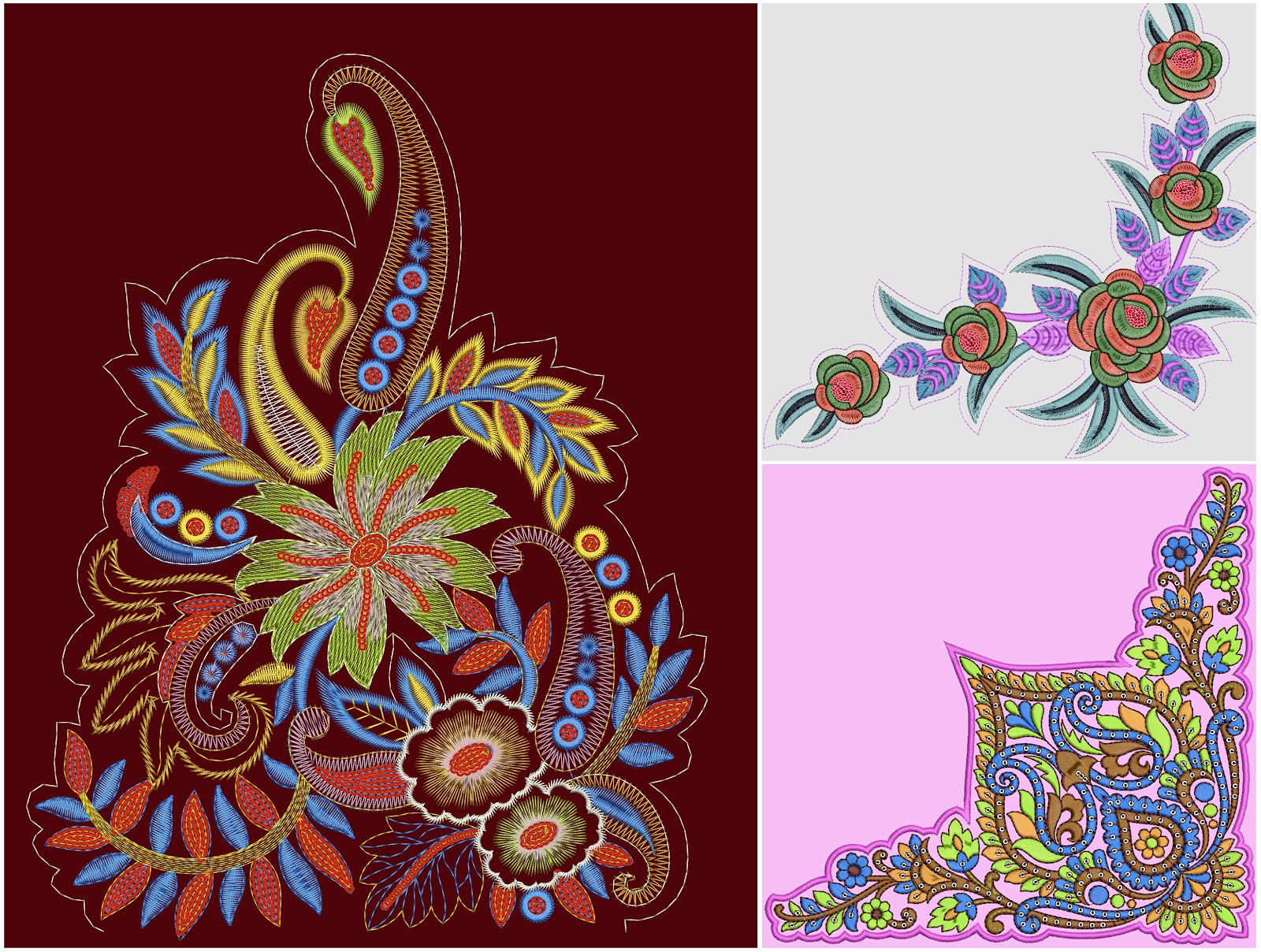 Floral Corner Patch Figure For Embroidered Saree Latest Embroidery