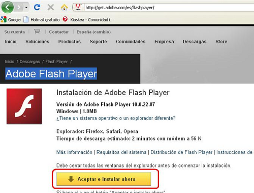instalar adobe flash player