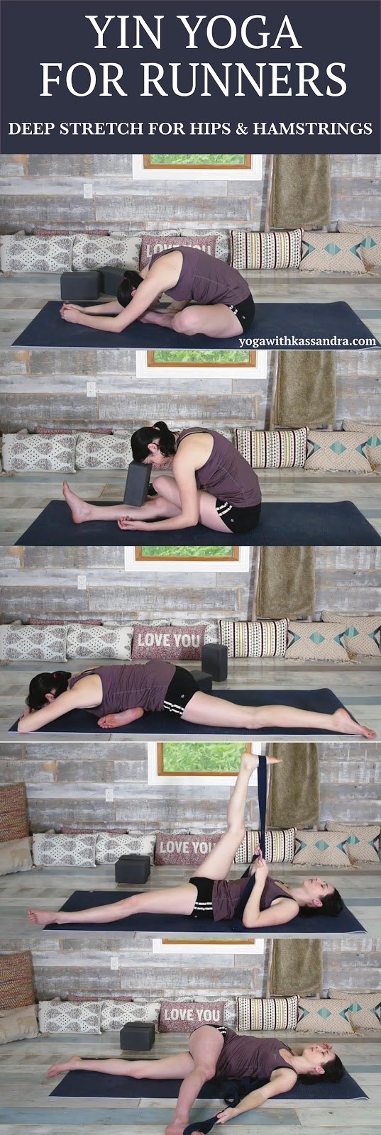 Yoga for runners is one of the videos I get the most requests for. And although yoga for runners was one of the first videos that I created on my channel, I thought it was time for a revamp (bigger and better right?)   As these are yin yoga poses, we move slowly through only a handful of poses and hold each one for about 3-5 minutes. Take your time setting up for each of these poses, get in and out of them slowly. Additionally due to the lengthy holds, you will want to keep the intensity level for each one at around a 5 out of 10 (if 1 is easeful, and 10 is painful).   Stay mindful through these poses and present in the moment, instead of letting your mind wander to what is distracting you off of your mat.   If you would prefer to have someone walk you through these poses, with some light musical accompaniment, check out the full 50 minute video for this practice: Yin Yoga for Runners.