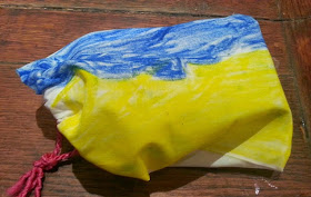 Child made drawstring bag gift