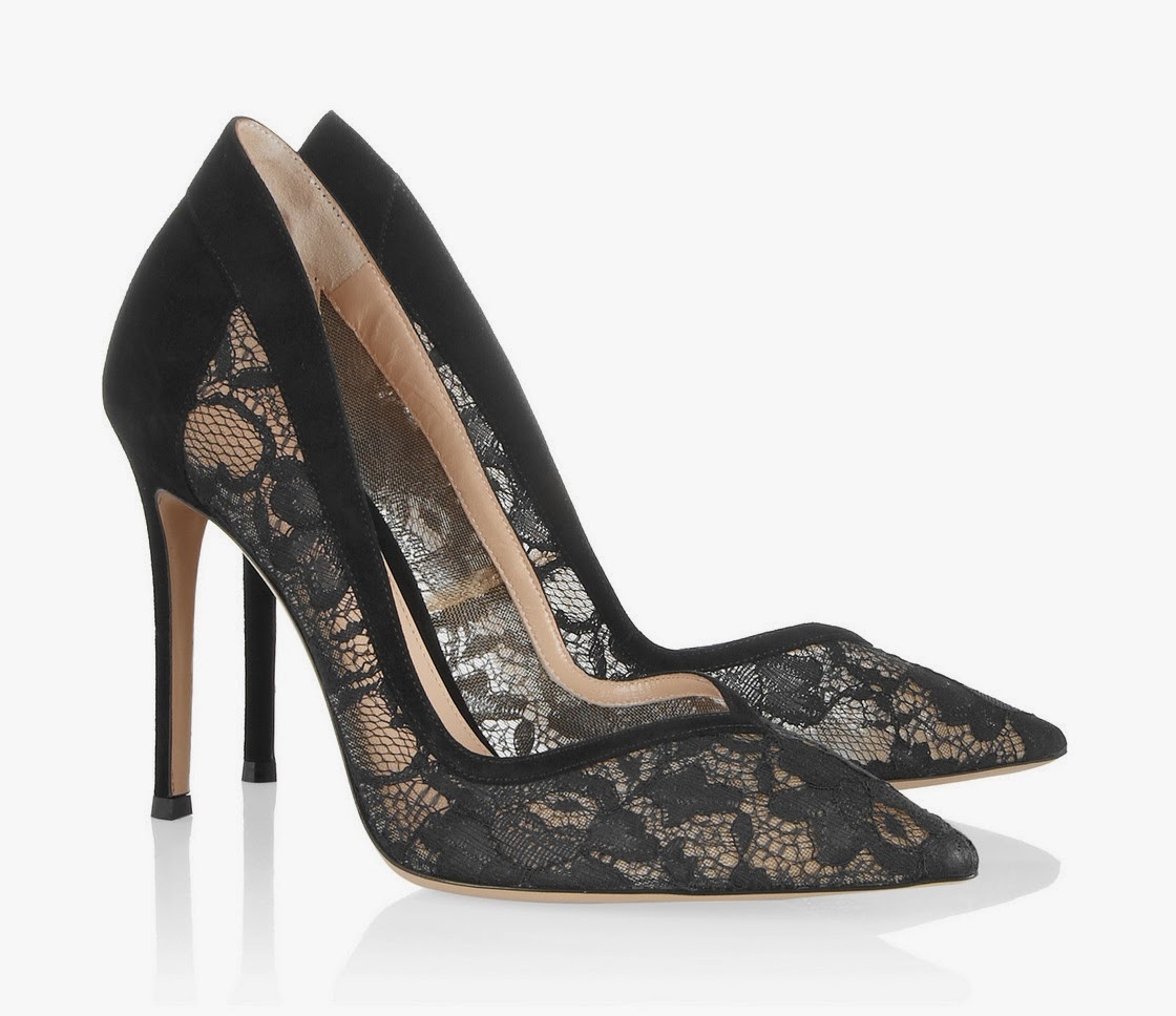 Gianvito Rossi Lace and Suede Pumps
