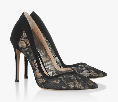 Gianvito Rossi Lace and Suede Pumps