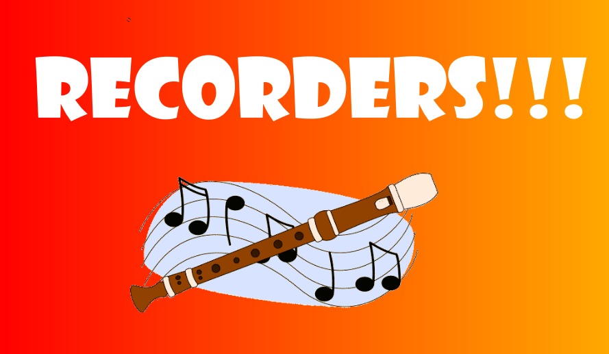 Playing recorder. Recorder lesson.