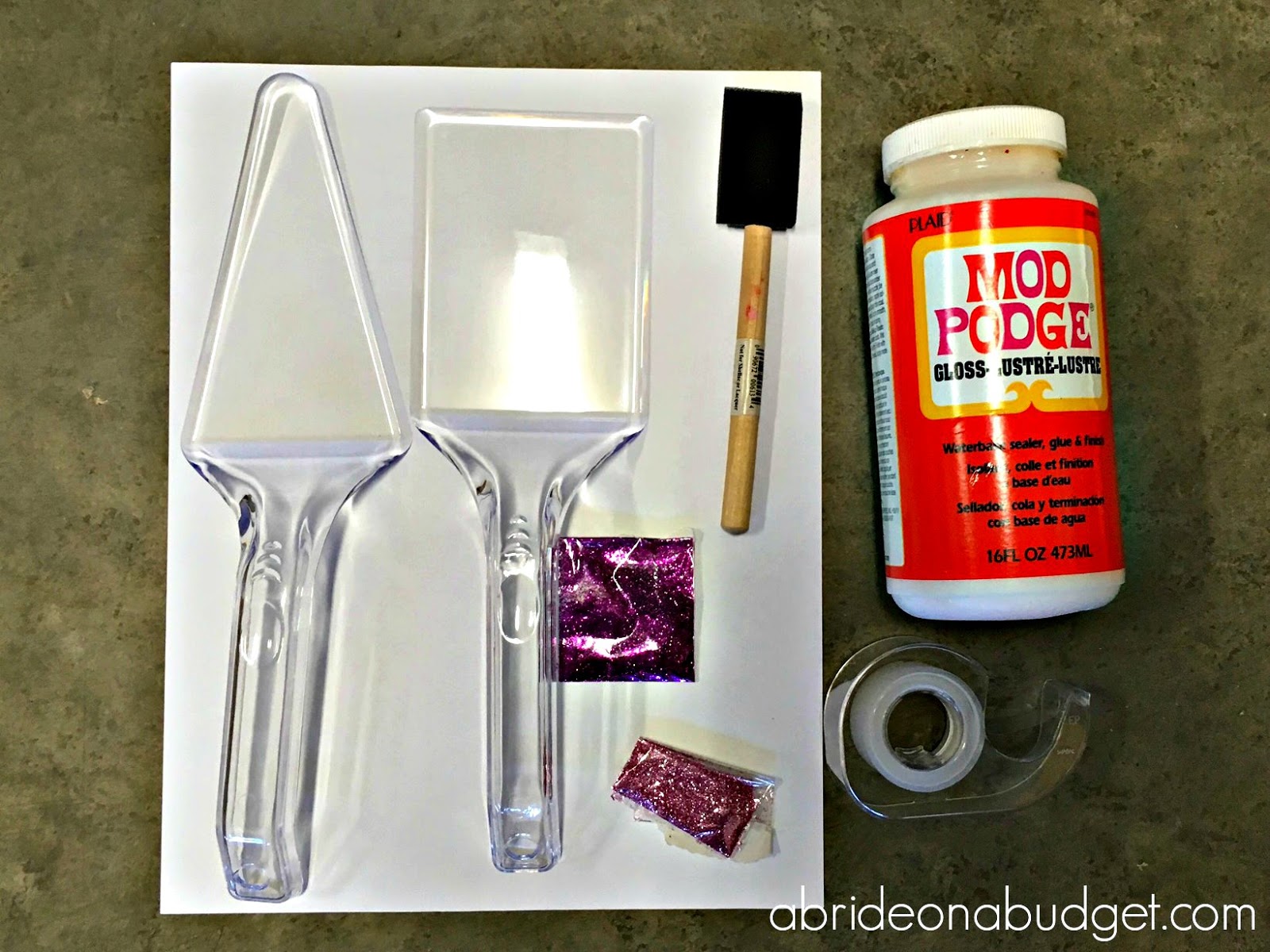 A Bride On A Budget DIY Glitter Bridal Cake Server Set