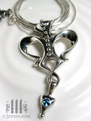  silver royal queen gothic necklace with blue topaz