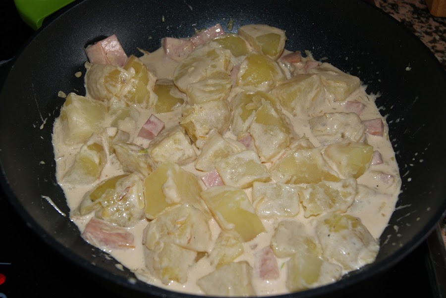 patatas con jamón a la crema de soja paso 4