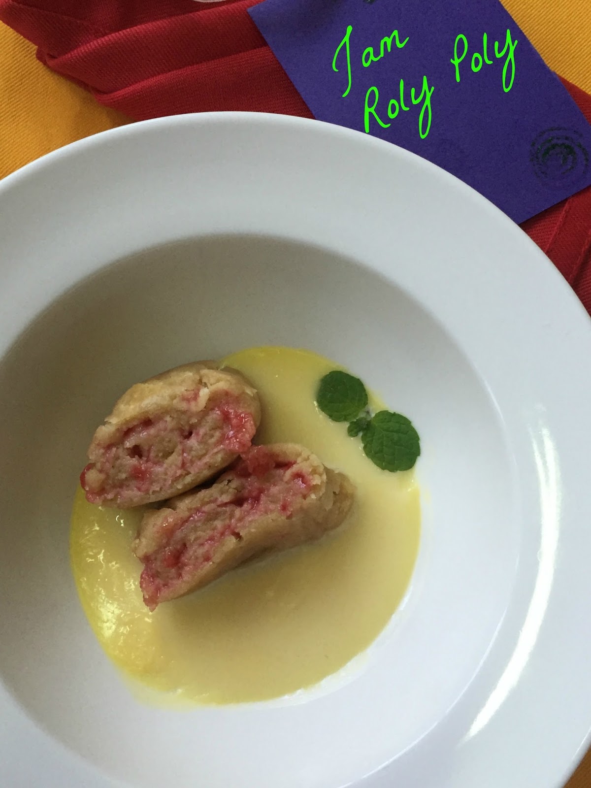 Jam Roly Poly/ Scottish Steamed Pudding with custard