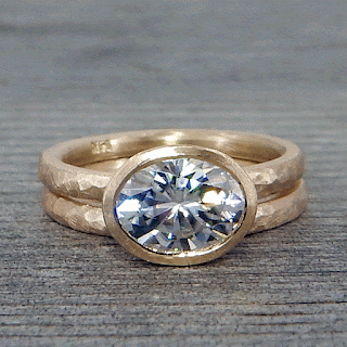 oval moissanite gold wedding rings
