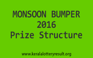 MONSOON BUMPER 2016 BR-50 Lottery Prize Structure