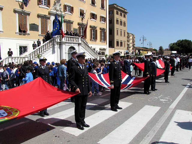 Cadets carrying the flags, Foreign Navies ceremony, Livorno