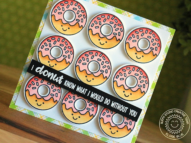 Sunny Studio Stamps: Breakfast Puns Donut Grid Appreciation Card by Eloise Blue