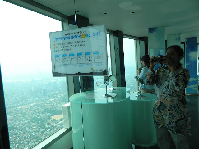 Restrooms with a view at the Seoul tower