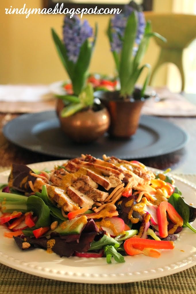 Rindy Mae Grilled Asian Chicken Salad With Spicy Peanut Vinaigrette
