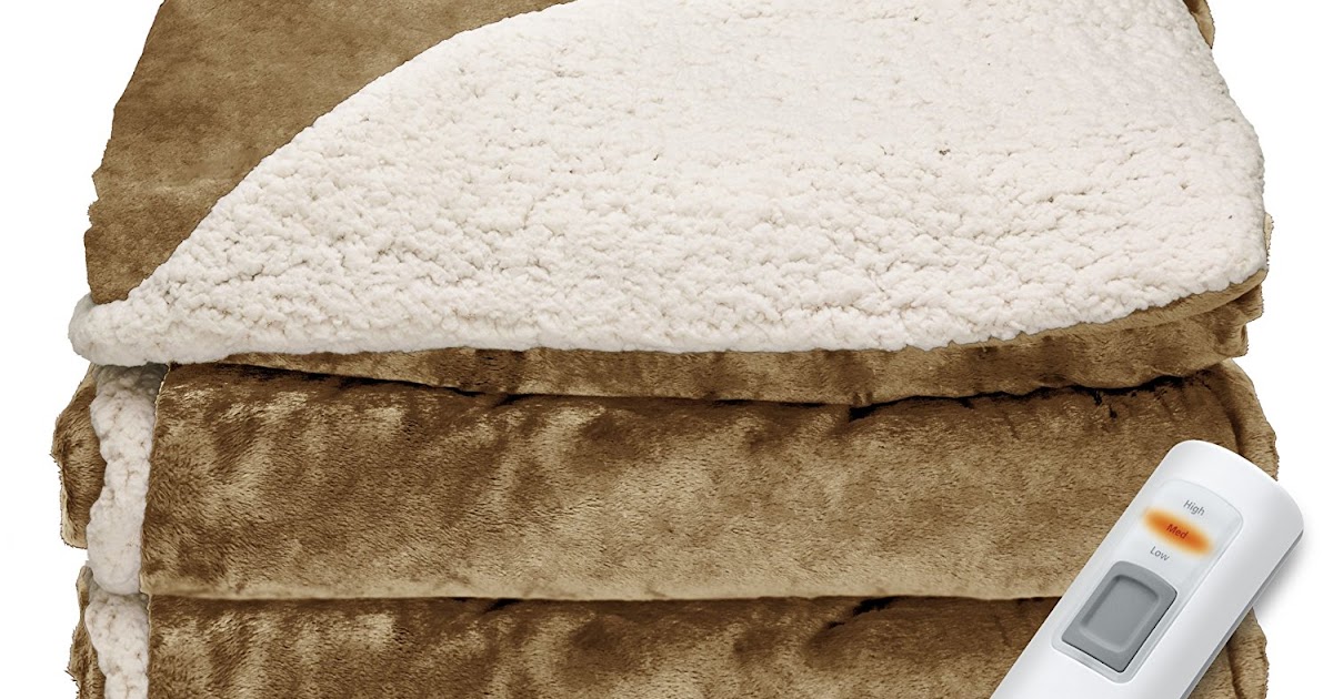 Sunbeam Reversible Sherpa/RoyalMink Heated Throw Blanket