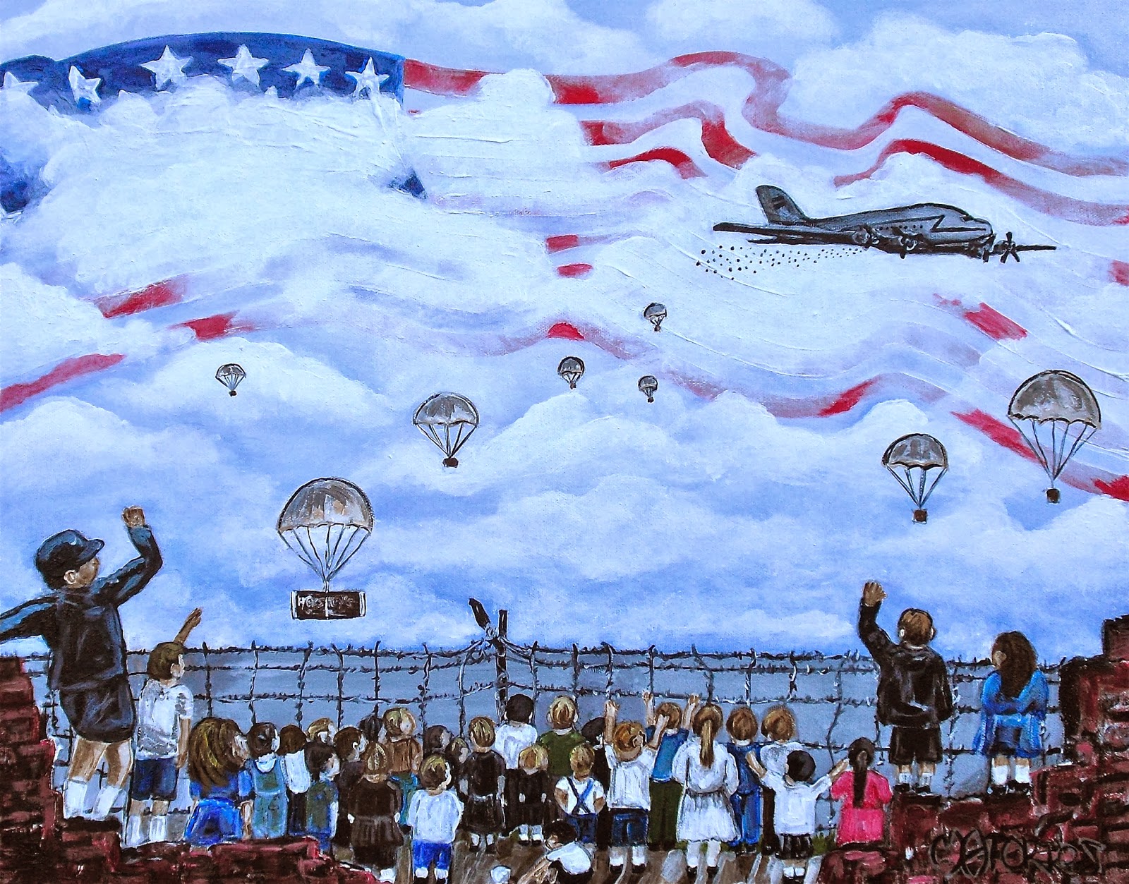 Contemporary Artists of Texas The Candy Bomber, by Melissa A.Torres 16x20x1.5 acrylic on