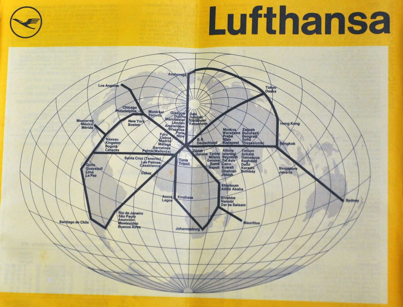 The Timetablist Lufthansa The Worldwide Network, mid1973