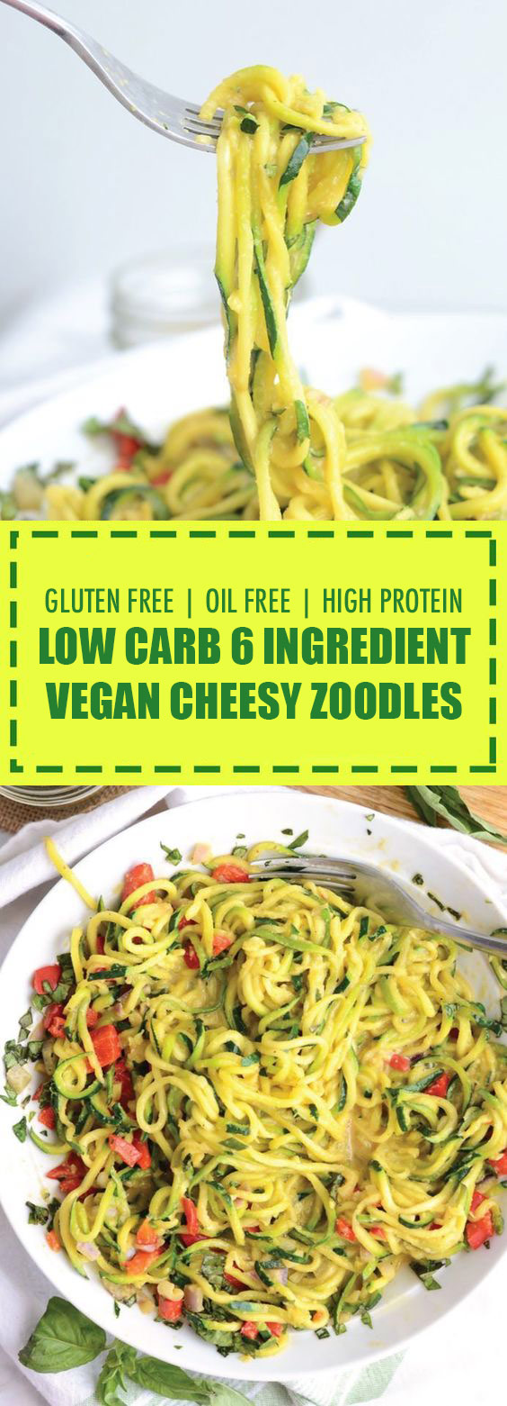 Low Carb 6 Ingredient Vegan Cheesy Zoodles Low Carb 6 Ingredient Vegan Cheesy Zoodles