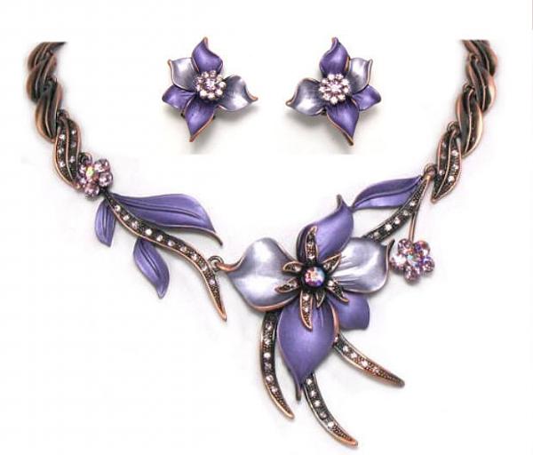 Lavender Flowery Jewelry Set