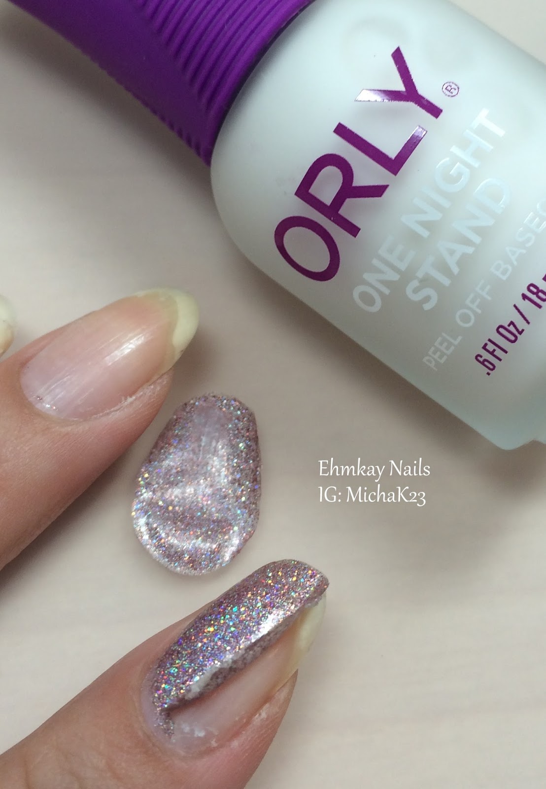 ehmkay nails ORLY One Nail Stand Peel Off Base Coat Wear Test and Review