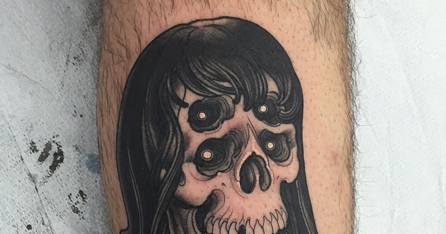 Woman Skull With Hair And 4 Eye Sockets Tattoo Tattoo Geek