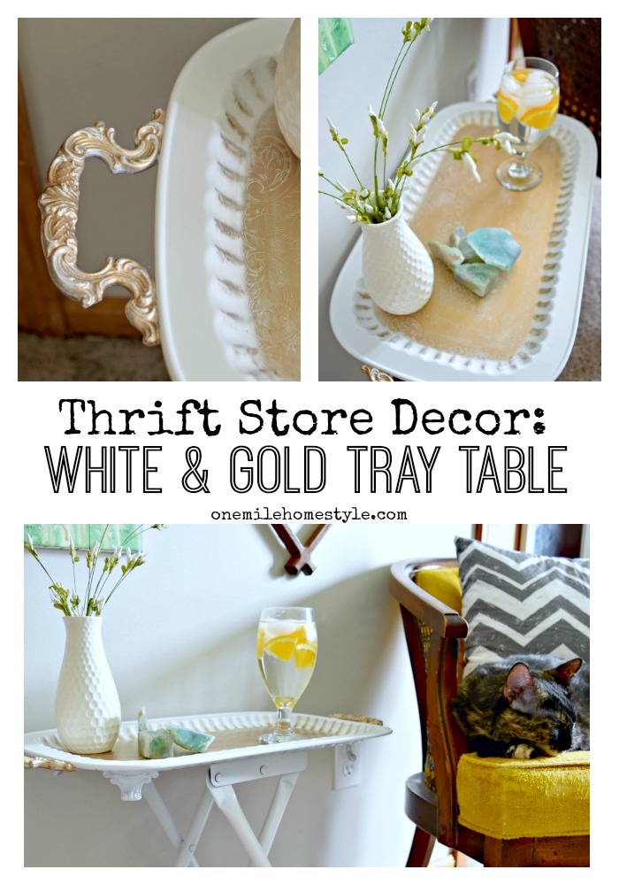 Thrift Store Throwdown White and Gold Accent Table