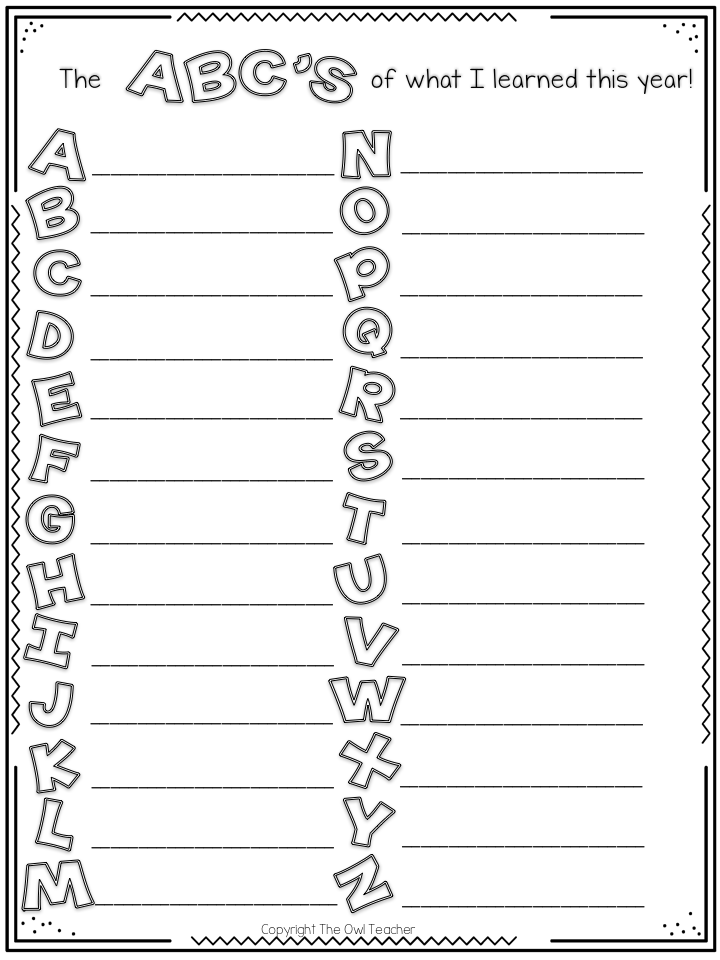 End Of The Year ABC Fun Classroom Freebies