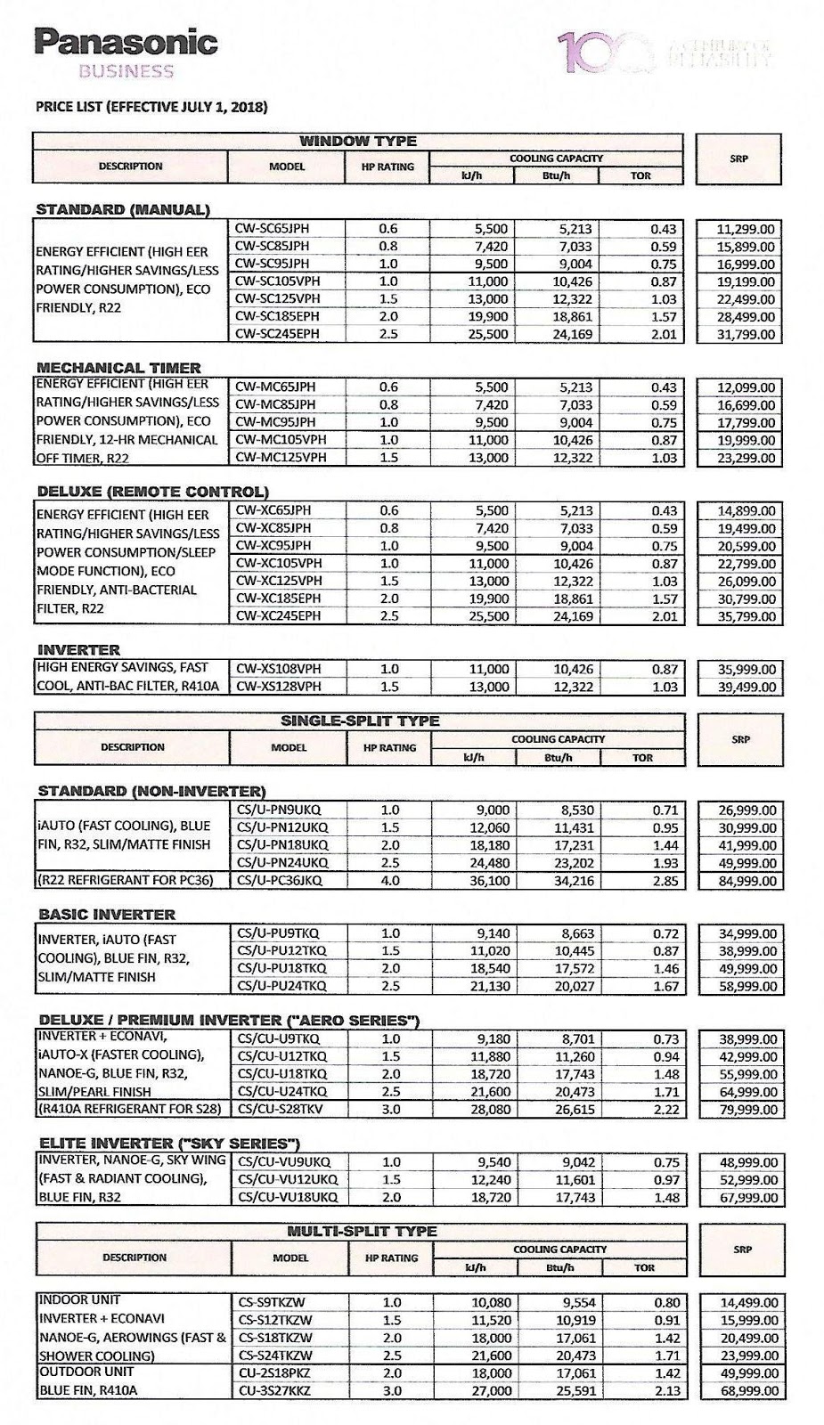 Maximaxsystems Com Panasonic Air Cons Price List