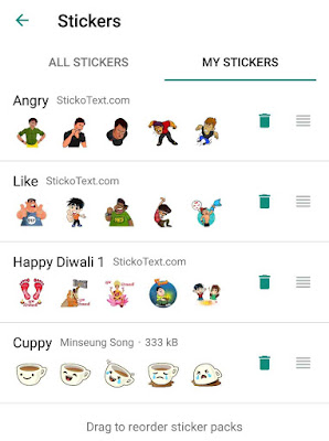 Reorder and delete WhatsApp sticker packs