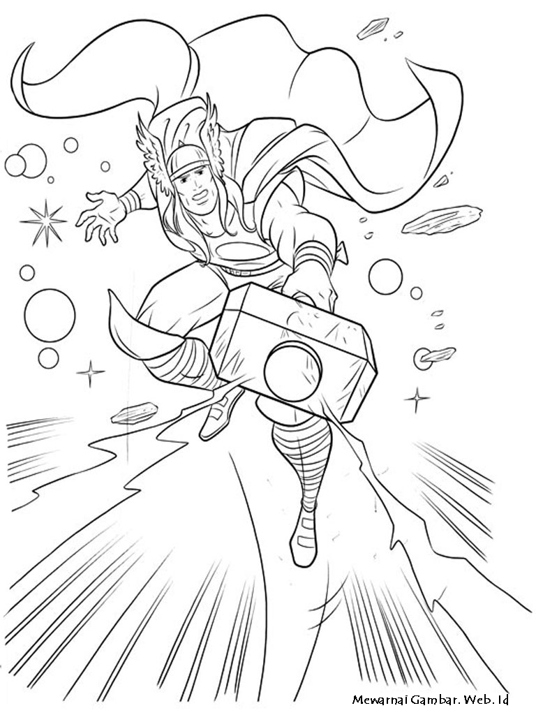 Mewarnai Gambar Thor | Mewarnai Gambar