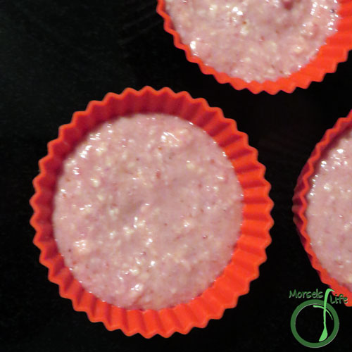 Morsels of Life - Egg-Free Strawberry Muffins Step 6 - Pour into muffin liner and bake at 350F for 20 minutes.