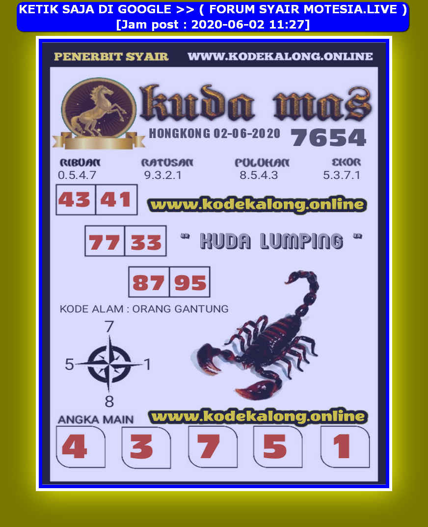 Prediksi Syair hk 2 Juni 2020 KODE SYAIR SGP SYAIR HK