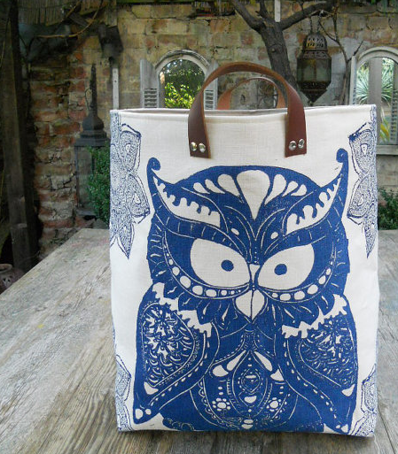 laundry hamper with blue owl