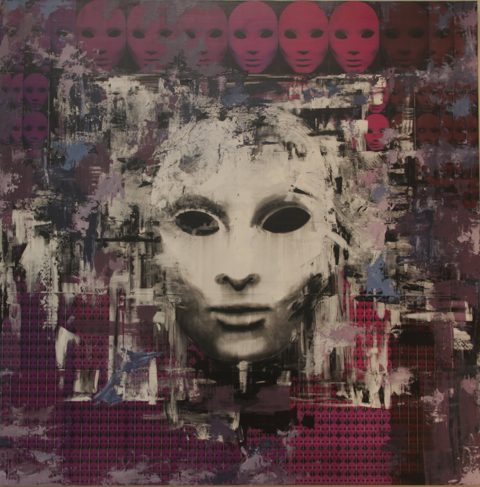 Solange Alves, Fractal 3 - A Face Secreta, Colagem/ Acrílica sobre madeira, 140x140 cm