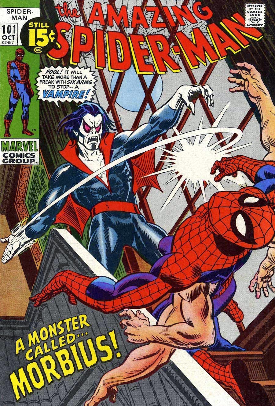 Amazing Spider-Man #101 key issue marvel 1970s bronze age comic book cover - 1st appearance Morbius