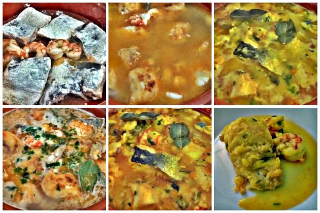 Preparación de la pescadilla con gambones